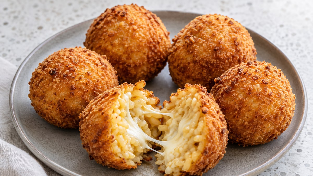 Arancini. AI-genereret serveringsforslag.