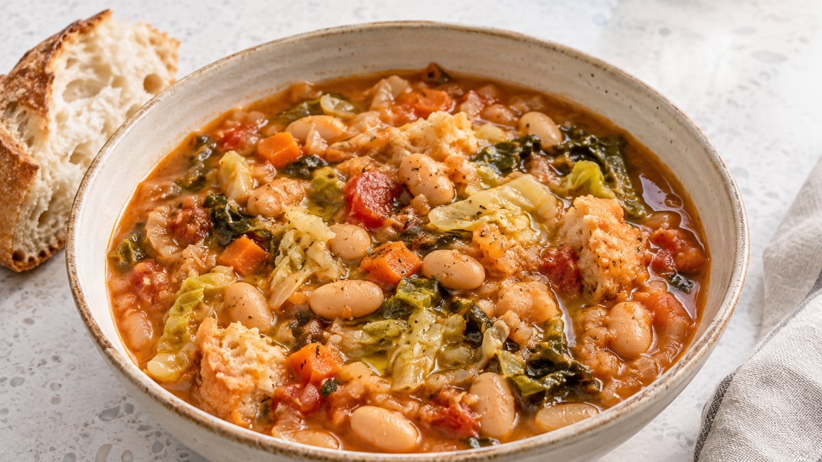 Ribollita. AI-genereret serveringsforslag.